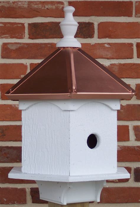 bird house with metal roof|cedar birdhouse with copper roof.